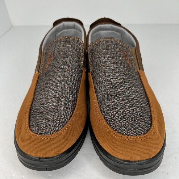 Mens Brown and Gray Breathable Casual Soft Soled Slip On Size 7.5 Loafers - Picture 3 of 9